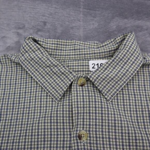 Timberland Shirt Mens Large Blue Tan Outdoor Workwear Weathergear Button Up - Picture 6 of 14